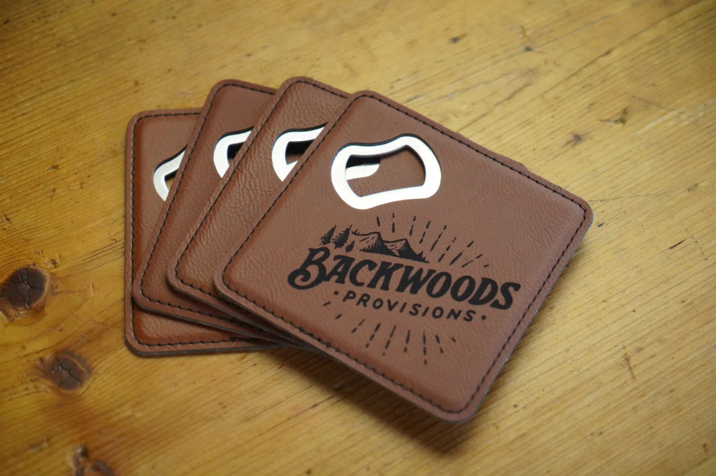 Backwoods Provisions Leatherette Coaster With Bottle Opener