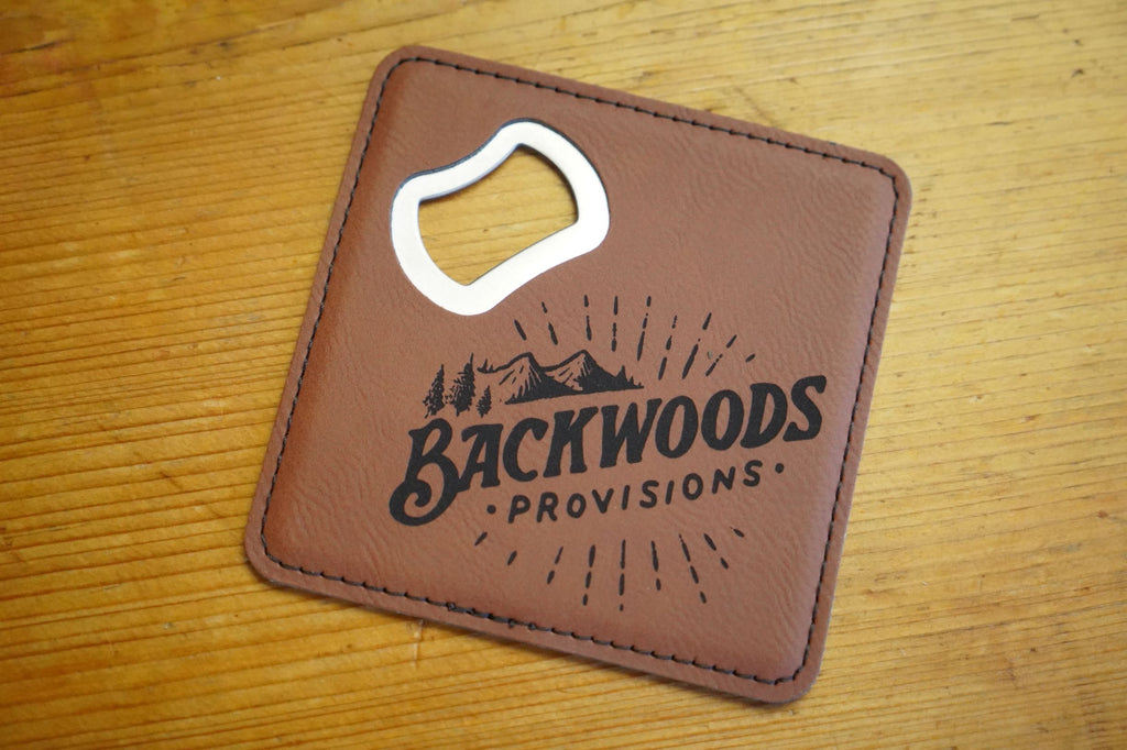 Backwoods Provisions Leatherette Coaster With Bottle Opener