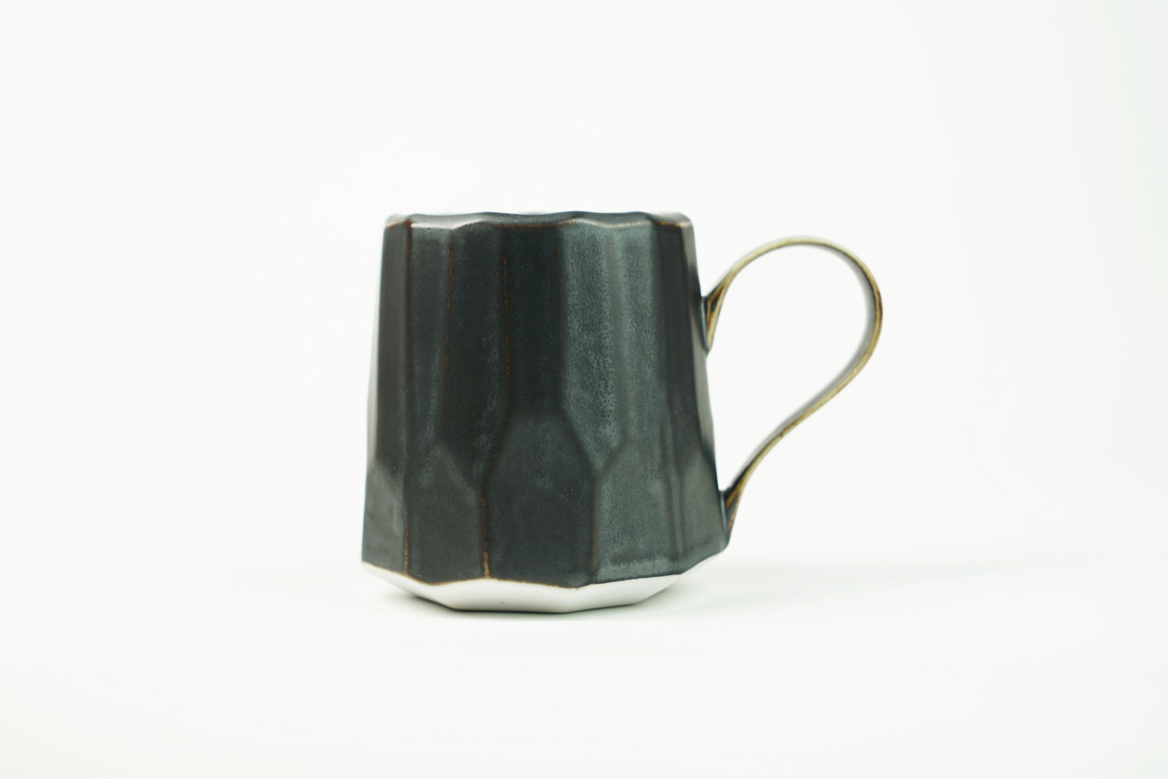 Tall Faceted Satin Black Glaze Mug