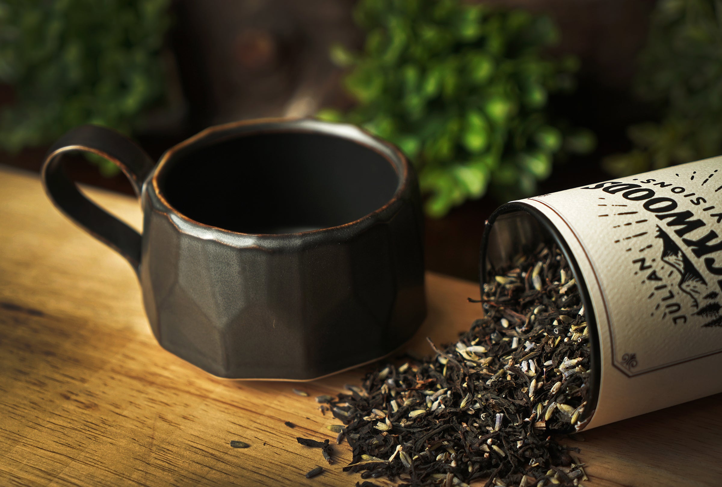 Small Faceted Satin Black Glaze Mug