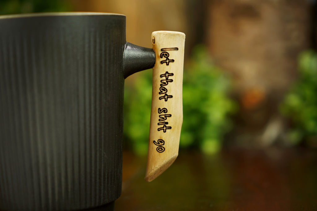 Charcoal Gray Mug with Wooden Handle