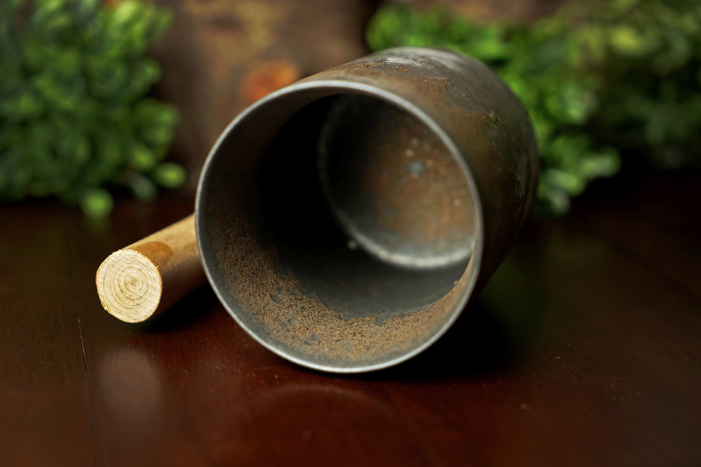 Iron Bronze Glazed Ceramic Mug with Wooden Handle